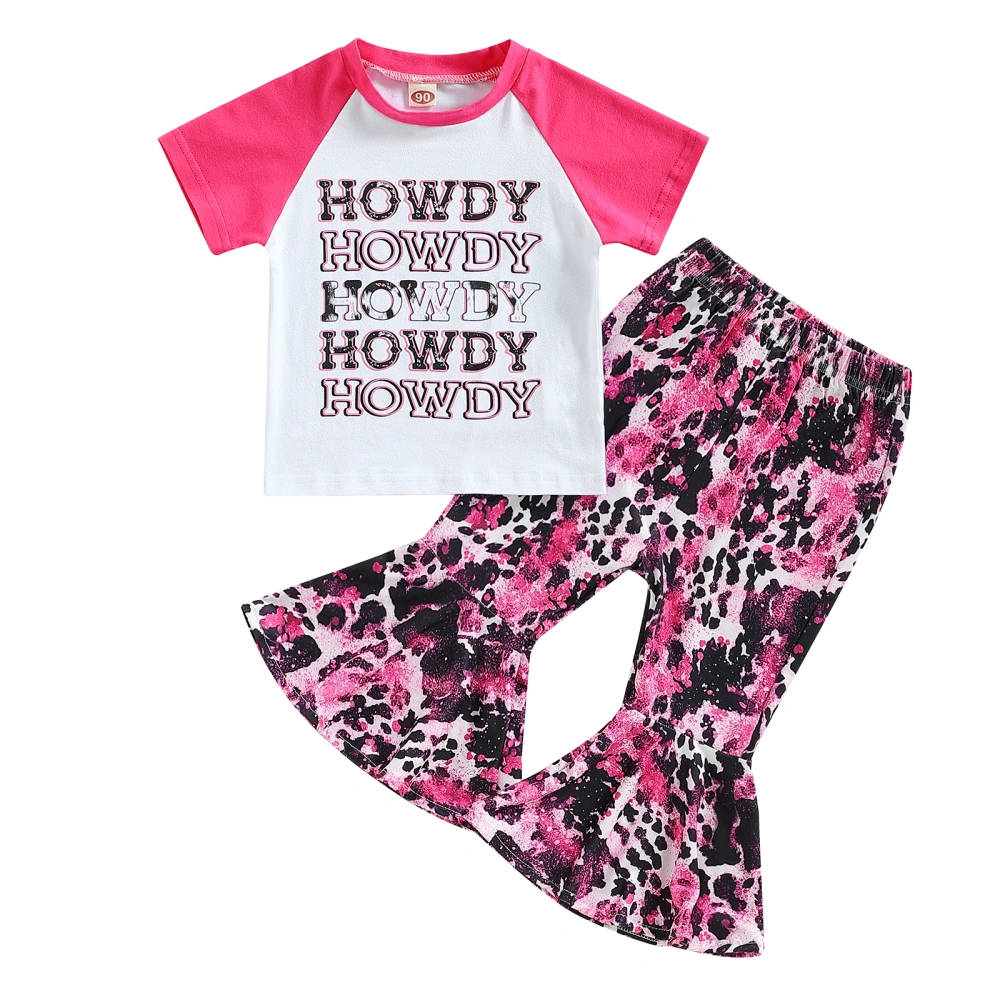 Kids Girls Clothes Suits Letter Print Contrast Color T-Shirts Pants