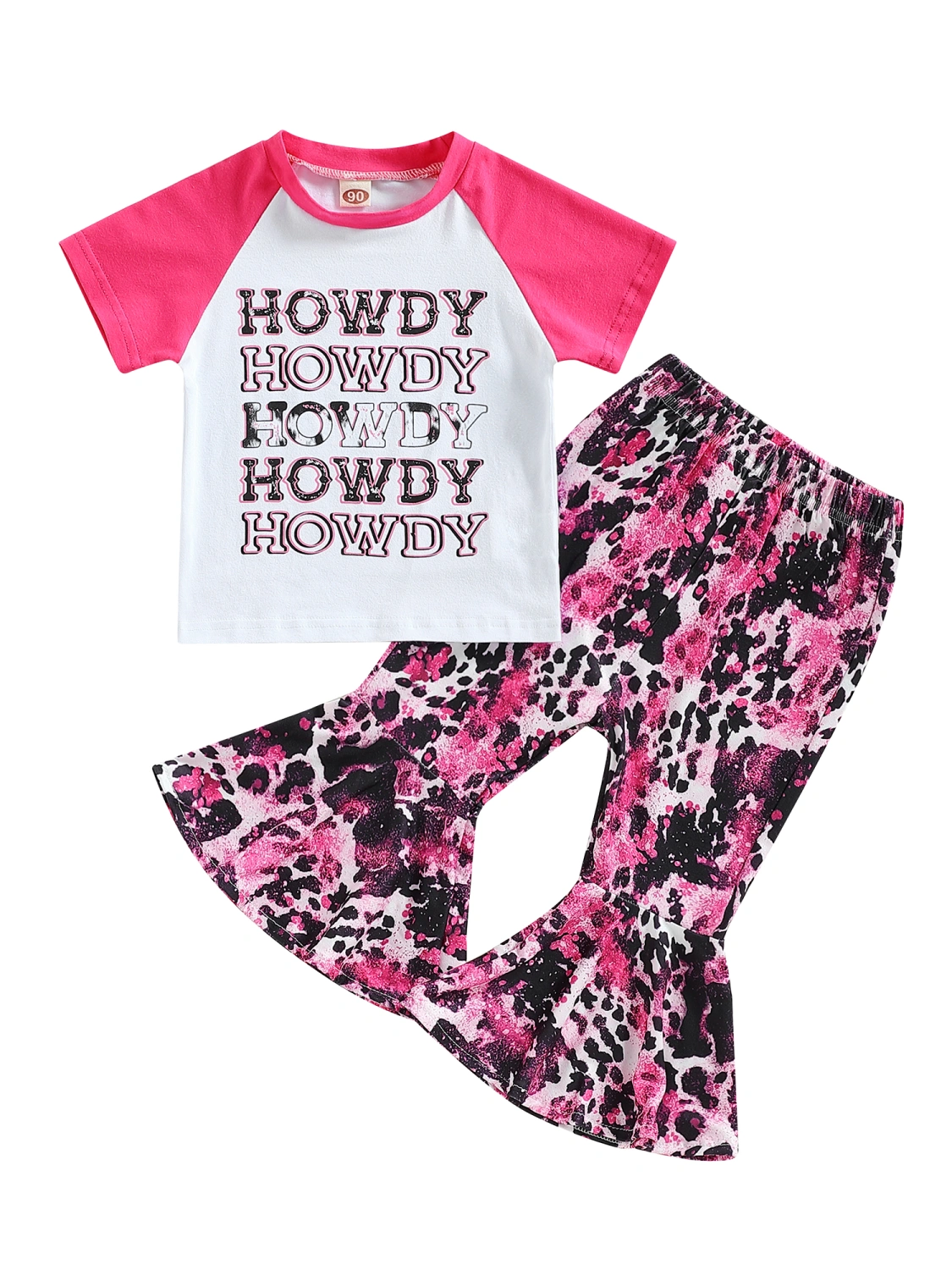 Kids Girls Clothes Suits Letter Print Contrast Color T-Shirts Pants