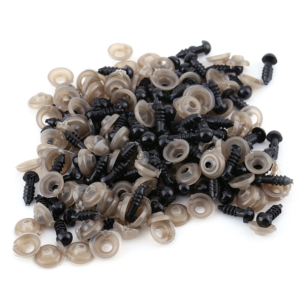 100pcs Black Plastic Doll Eyes For Teddy Bear Felting Toys Puppet DIY Craft Accessory 12MM