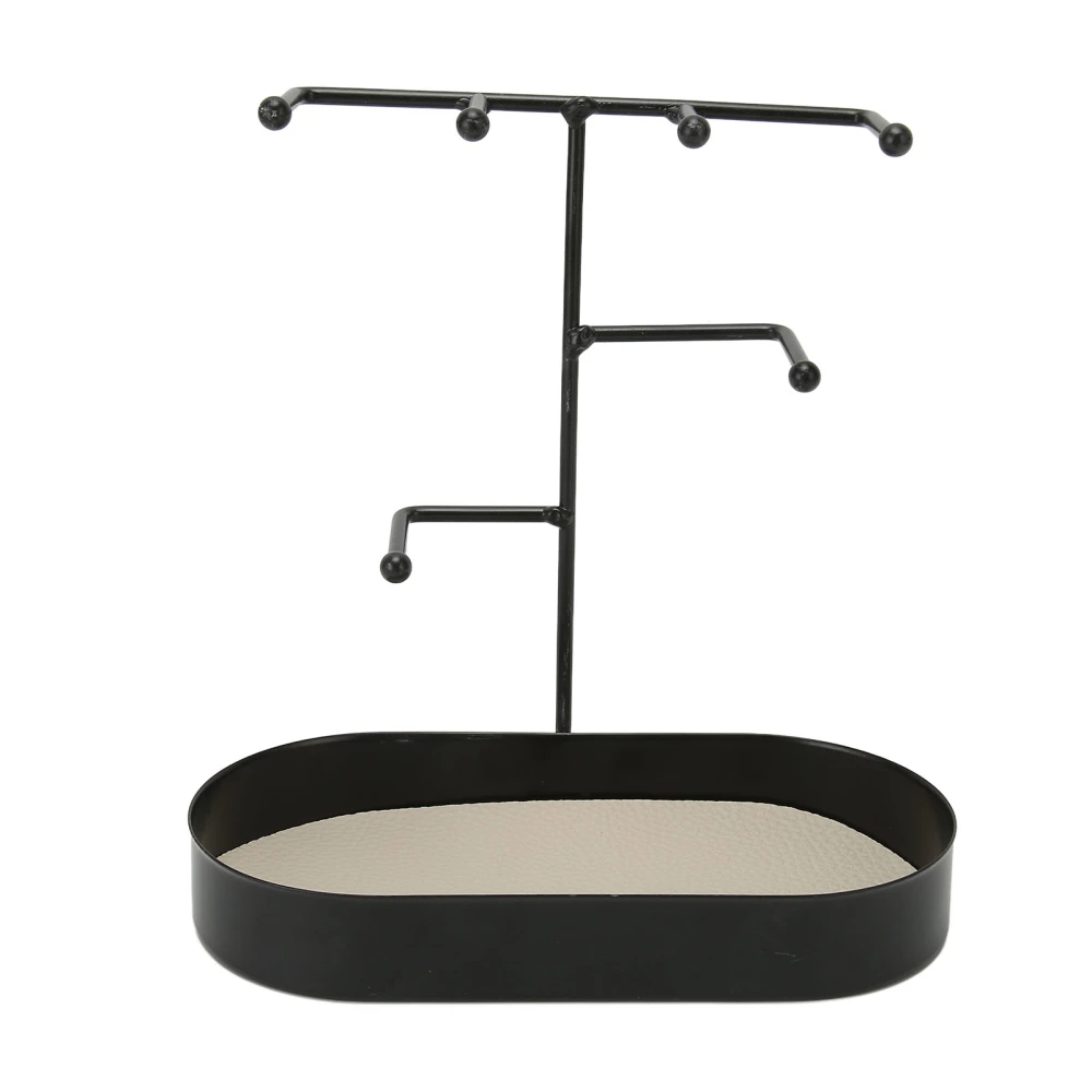 3 Tier Jewelry Holder Stand Thickened Hand Welding Jewelry Organizer Stand with Wide Bottom for Bathroom Vanity Black