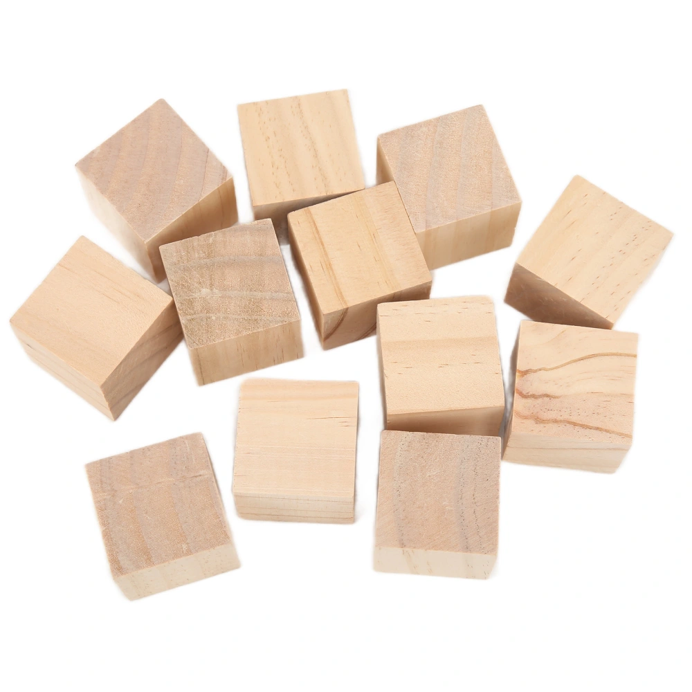 12Pcs Unfinished Wooden Blocks Smooth Durable Sturdy Uniform Size Small Wood Cubes for Crafts DIY Home Decor