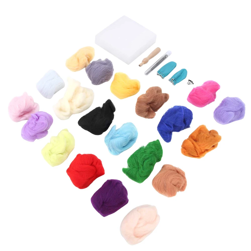 Needle Wool Felt Kit 20 Colors 5g Felting Supplies Tools for DIY HandMade Toys Craft