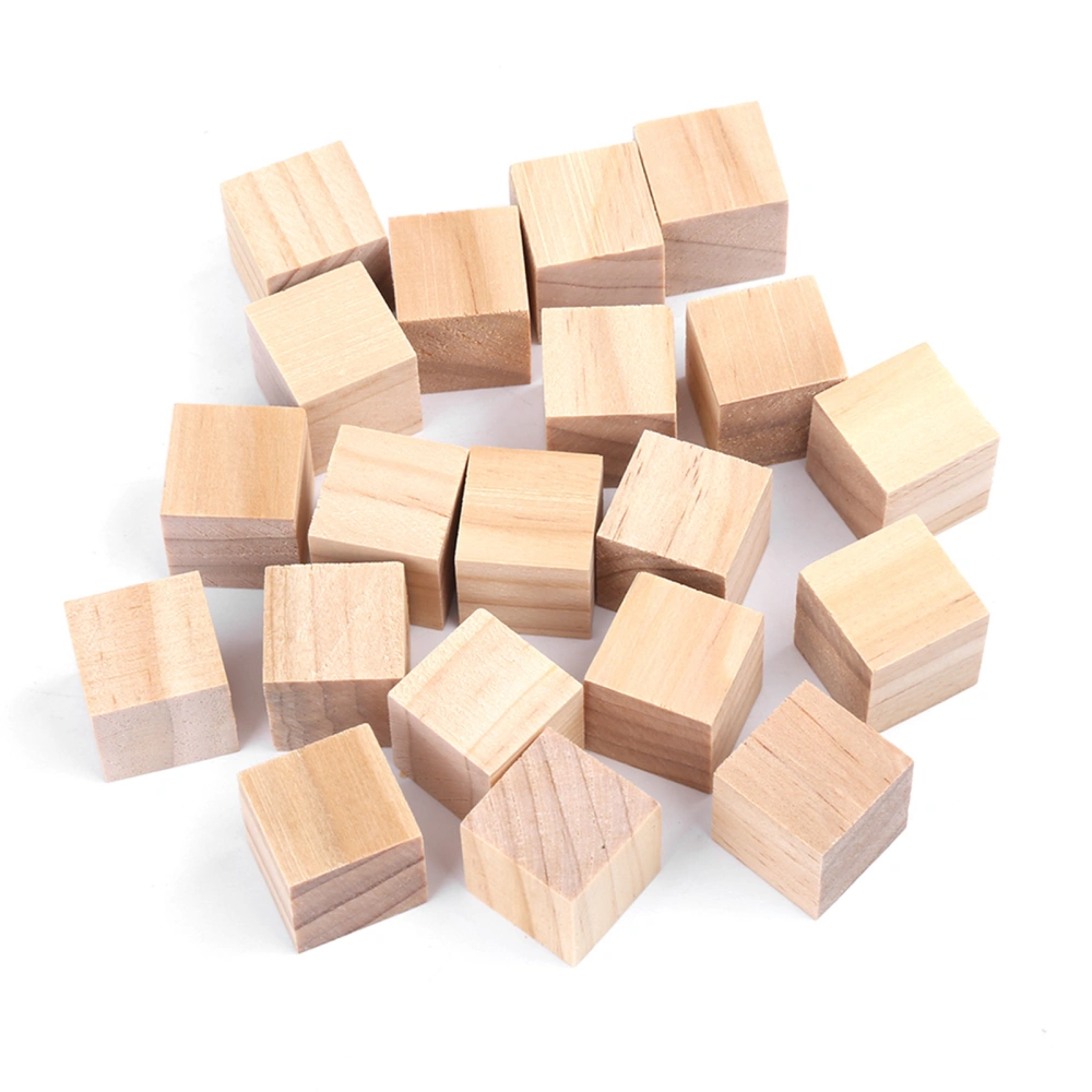 20Pcs Natural Square Wooden Blocks Cubes for DIY Crafts Handmade Woodcrafts Toy Home Decor 20mm