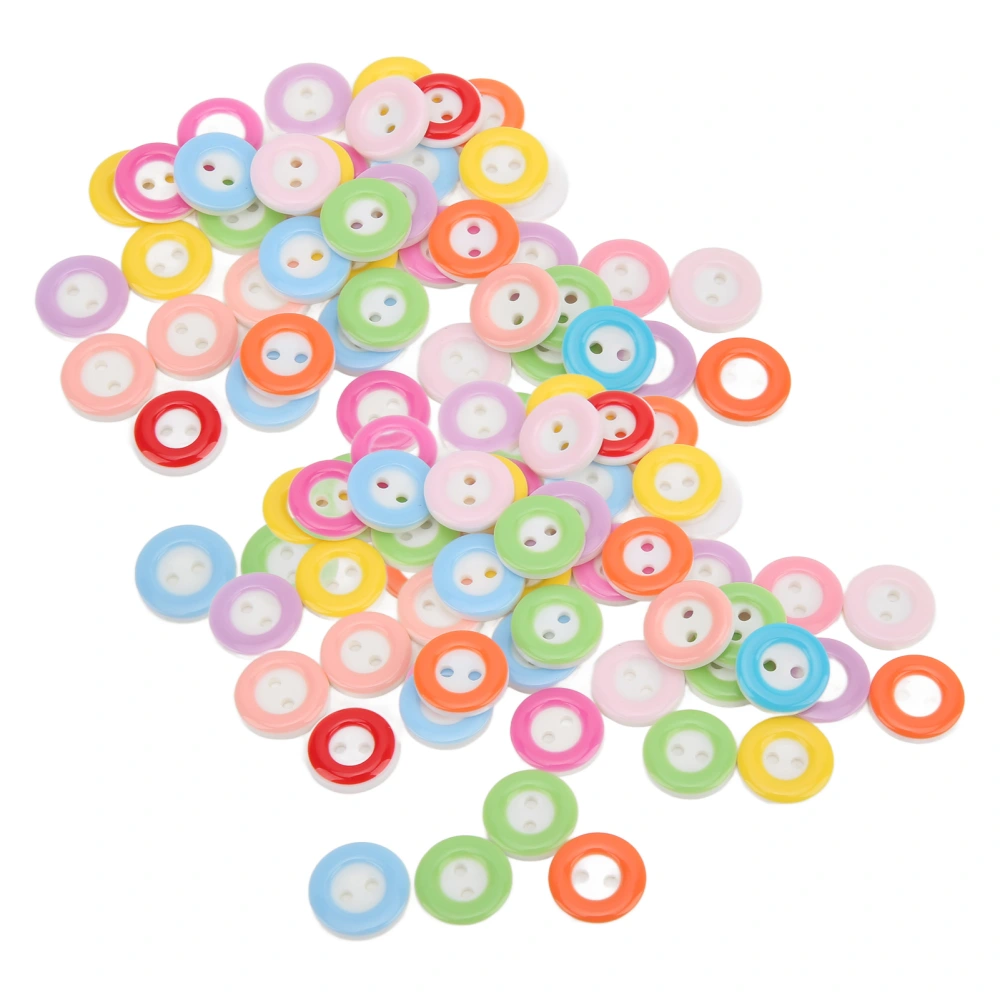 100 Pcs Buttons Waterproof Durable Cute Colorful Easily Fixed Not Easy Fade 2 Holes Buttons for DIY Sewing