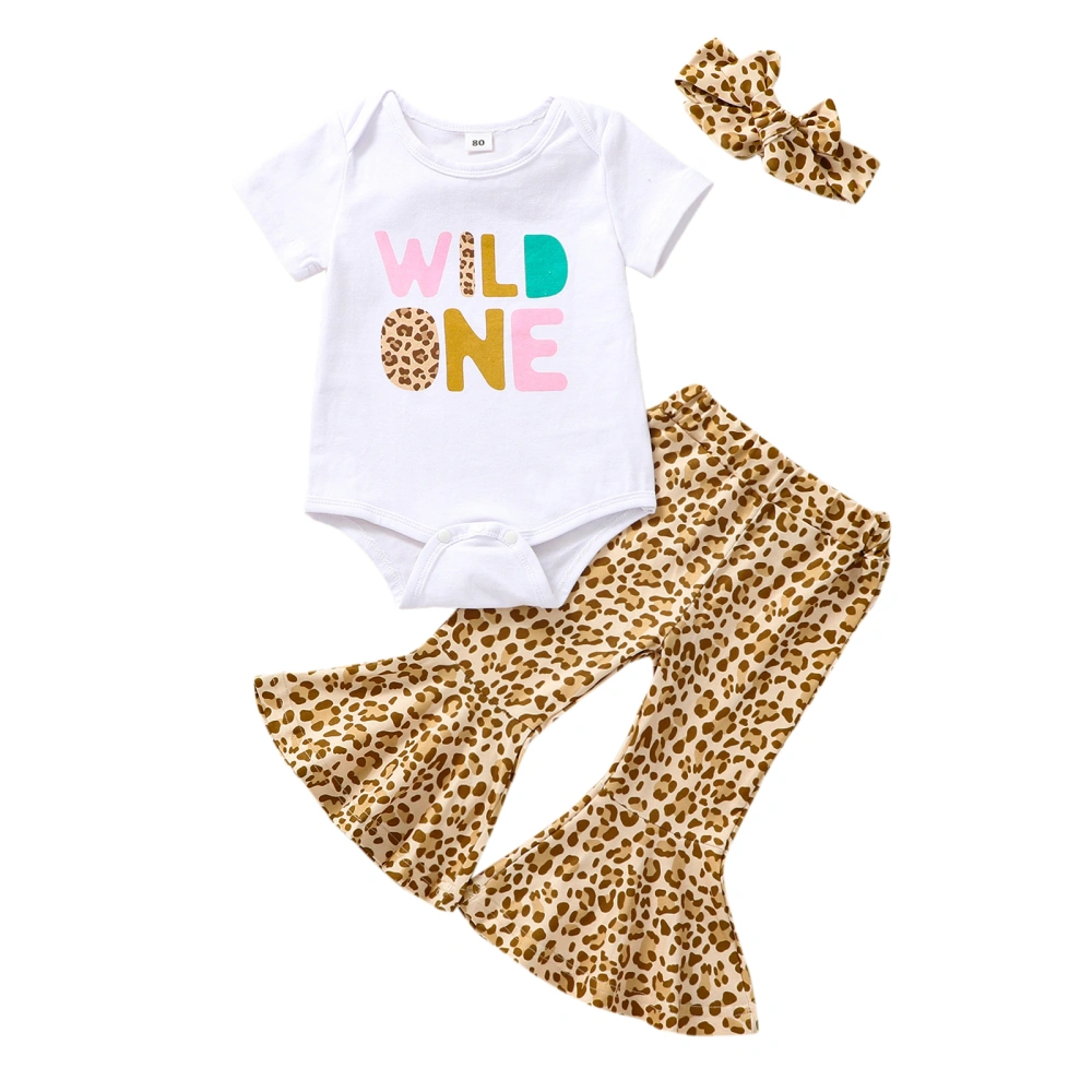 Girl Short Sleeve Romper / Shirt + Bell-Bottoms Pants + Head Band 