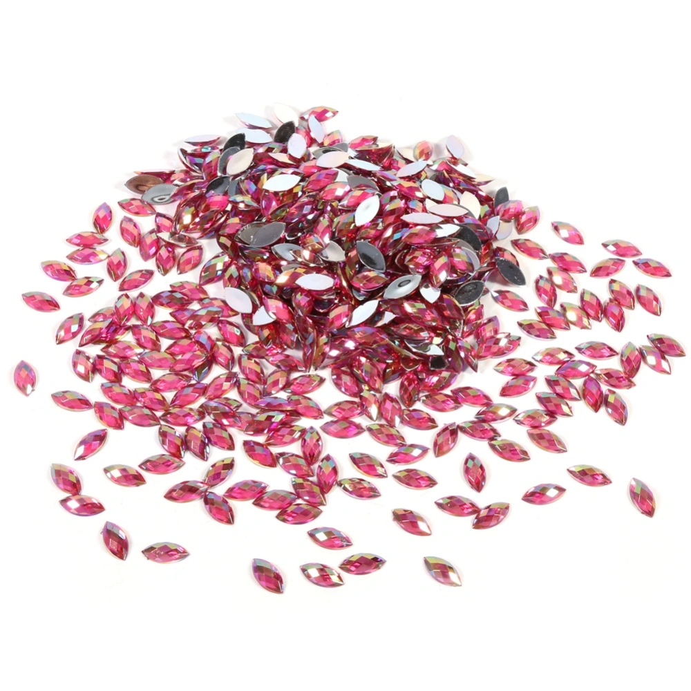 7*15mm Horse eye Acrylic Rhinestones Crystal Beads Flat Back Decoration(Red)