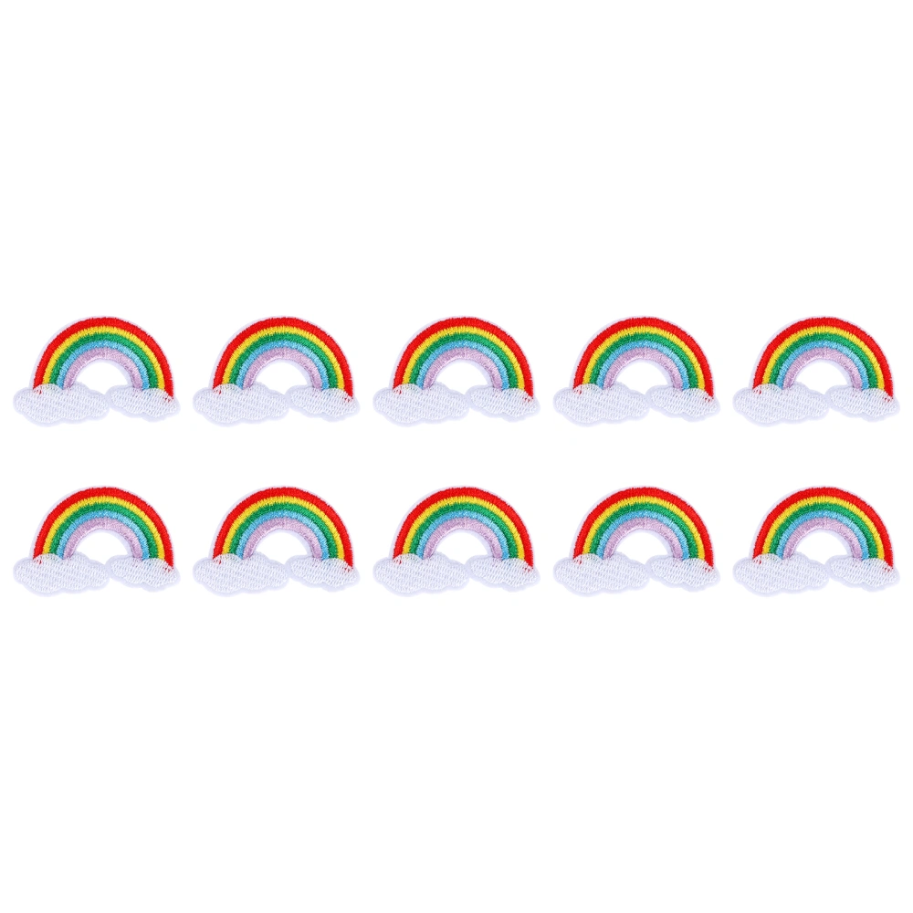 10Pcs Colorful Cloth Patch Cloud Rainbow Pattern Embroidery Applique Decoration Supplies