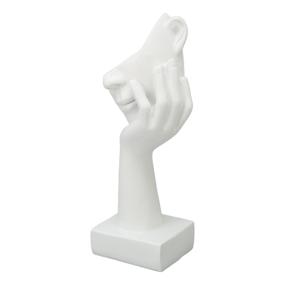 Thinker Face Statue Resin Face Sculpture Figurine Table Decorations for Living Room Bedroom Office Desktop White