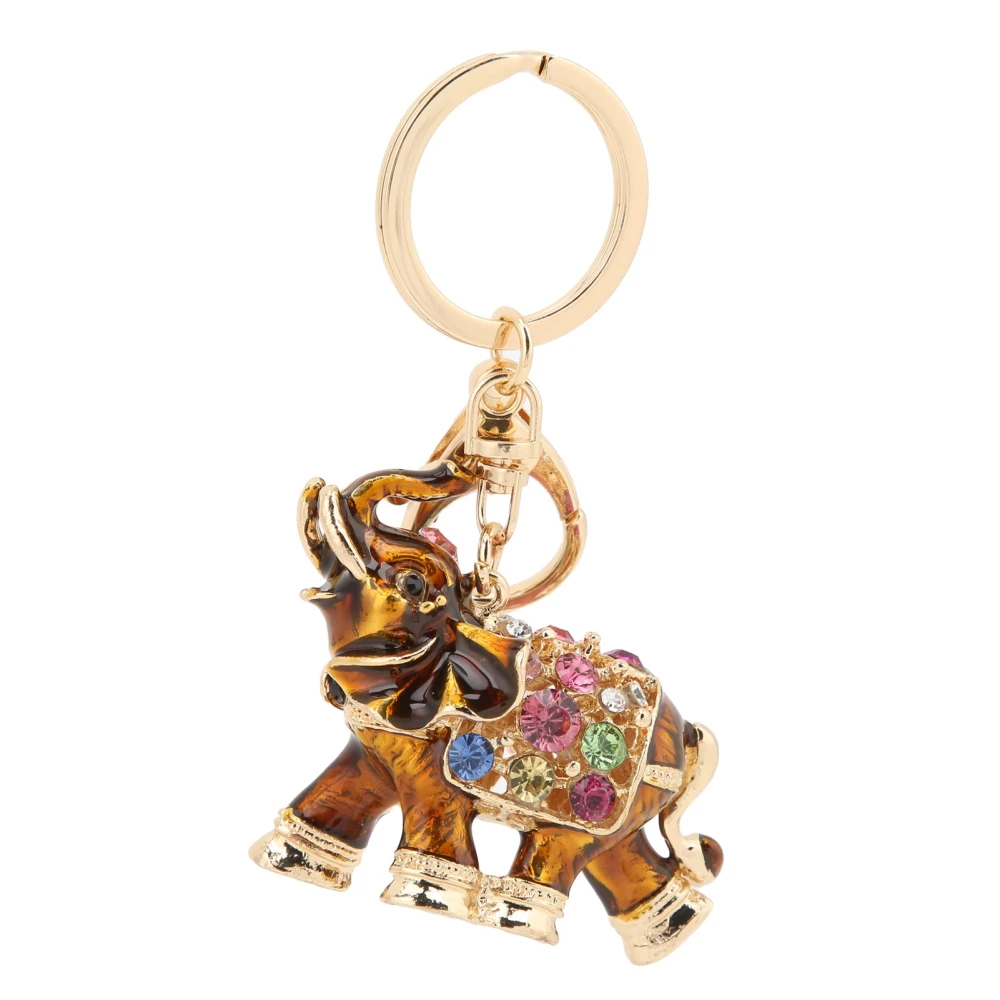 Keychain Exquisite RhinestoneEncrusted Elephant Car Bag Pendant for Girl Birthday Gift(Dark Brown )