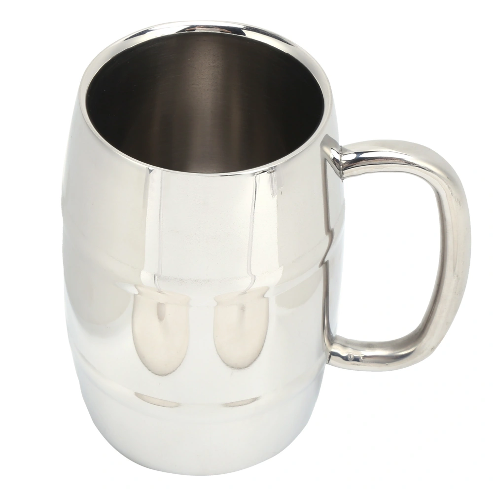 Beer Mug DoubleWalled Large 550ML Whiskey Barrel 304 Stainless Steel Milk Cup for Hot Cold Drinks