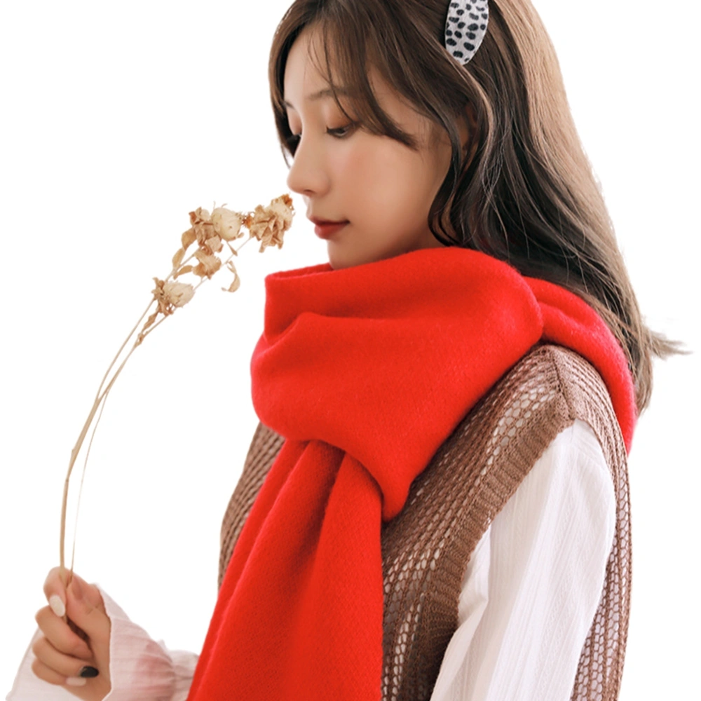 Women' s Winter Solid Color Thicken Warm Cashmere Knitted Scarves