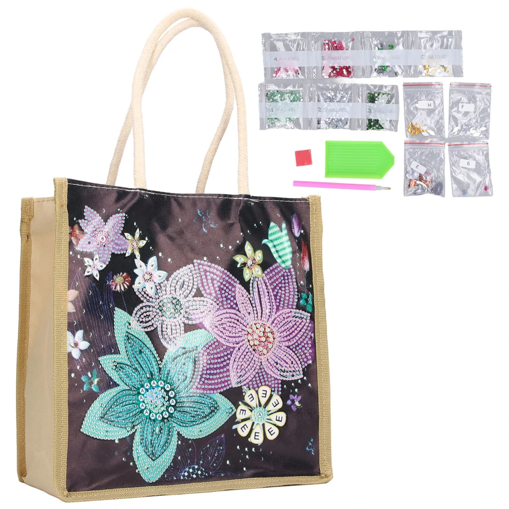 Rhinestone Painting Handbag Exquisite Flower Pattern 5D Rhinestone Storage Bag DIY Crafts for Kids Adults