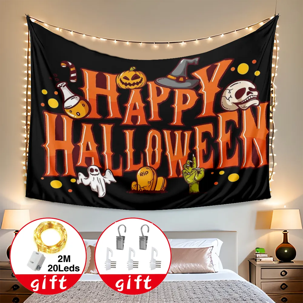 Halloween Tapestry, Happy Halloween Wall Tapestry, for Women Men Kids Boys Girls Flower Butterfly Tapestry, Wall Art,#021