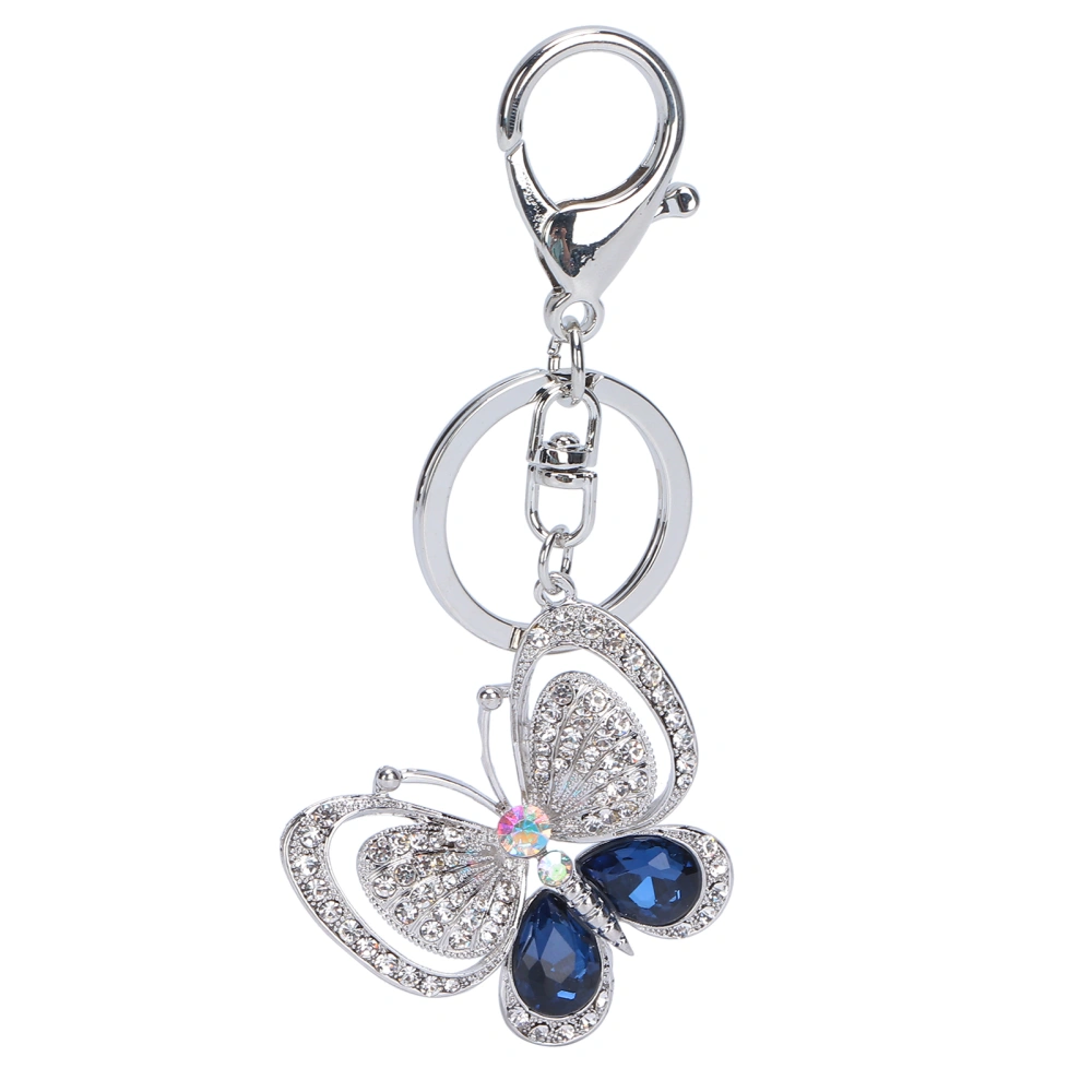 Key Chain Butterfly Zinc Alloy Rhinestone Sparkling Pendant for Ladies Bag Car Interior