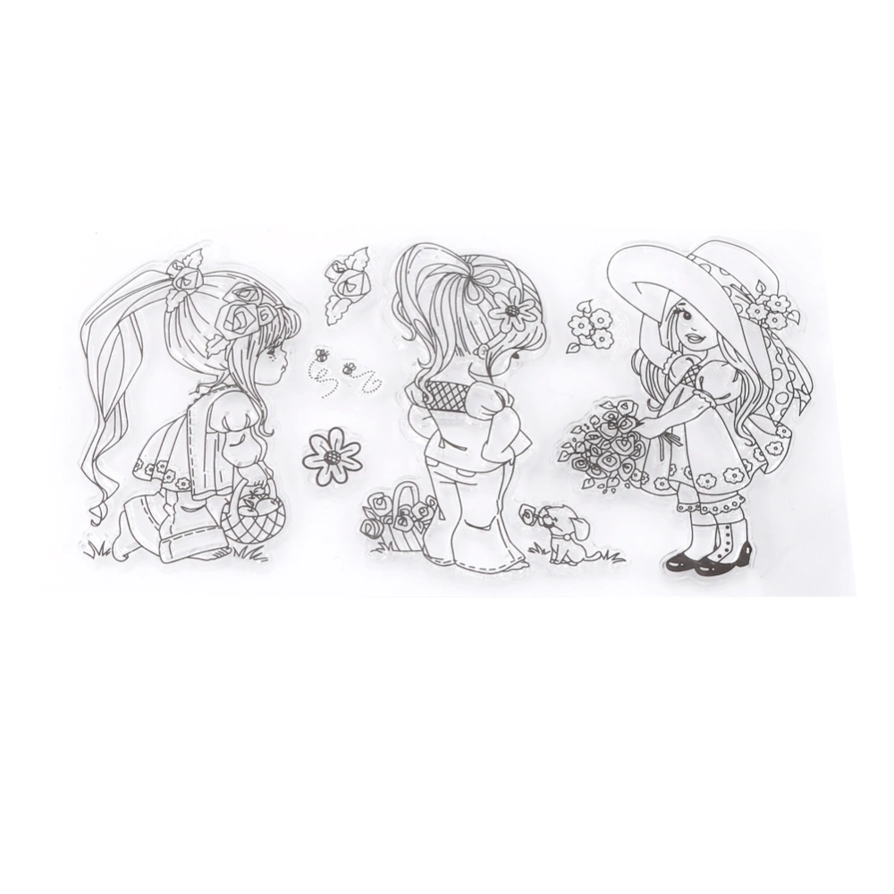 Scrapbook Photo Album Transparent Silicone Rubber Clear Stamps Cartoon Girls