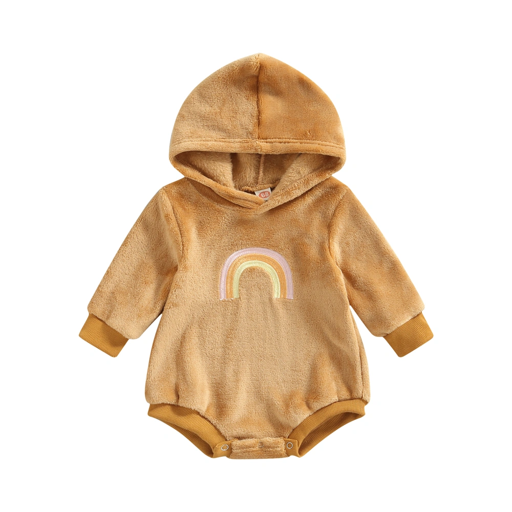 Baby Girls Winter Long Sleeve Round Neck Rainbow Print Romper