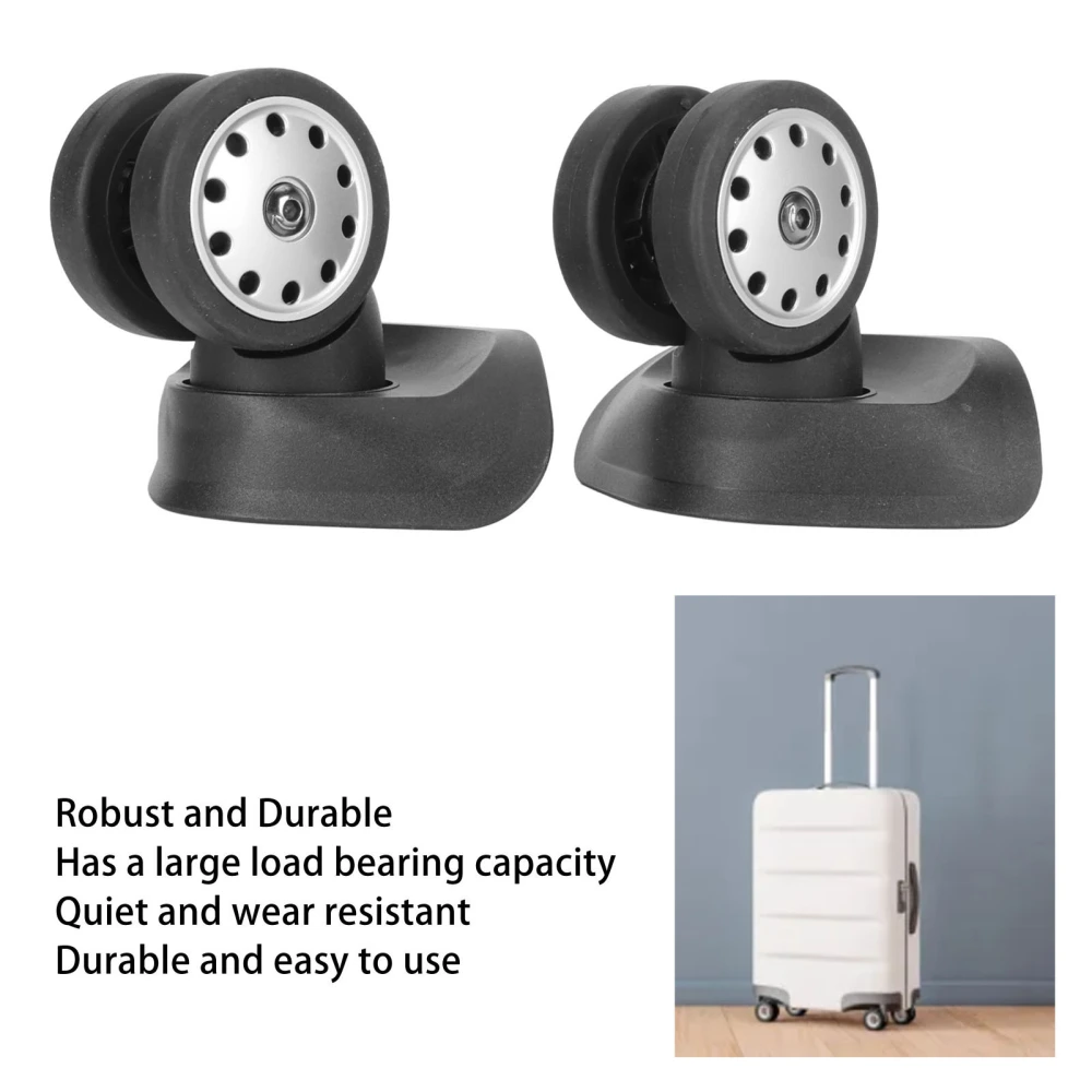 Suitcase Universal Wheel Silent Large Multi Holes Double Row Replacement Luggage Caster Black 2pcs