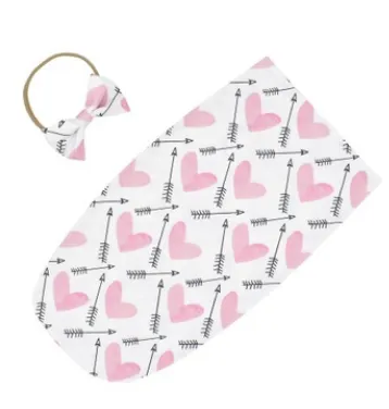 Newborn Baby Swaddle Blanket Sleeping Swaddle Wrap + Headband 2Pcs Set