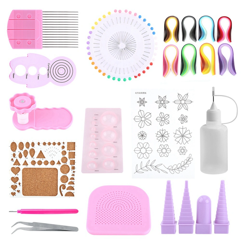 1 Set DIY Quilling Paper Craft Rolling Kit Slotted Tools Strips Tweezer For Decoration