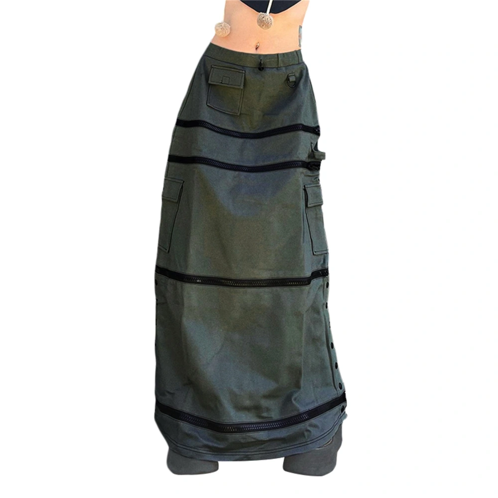 Women Half Dress, Patchwork Zipper Spring Fall Summer Skirt 