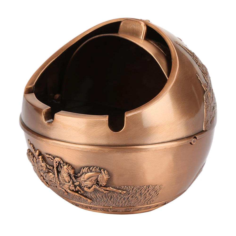 Portable Travel Car Ashtray Round Ball Stamped Pattern Gift Home Decoration (#04)