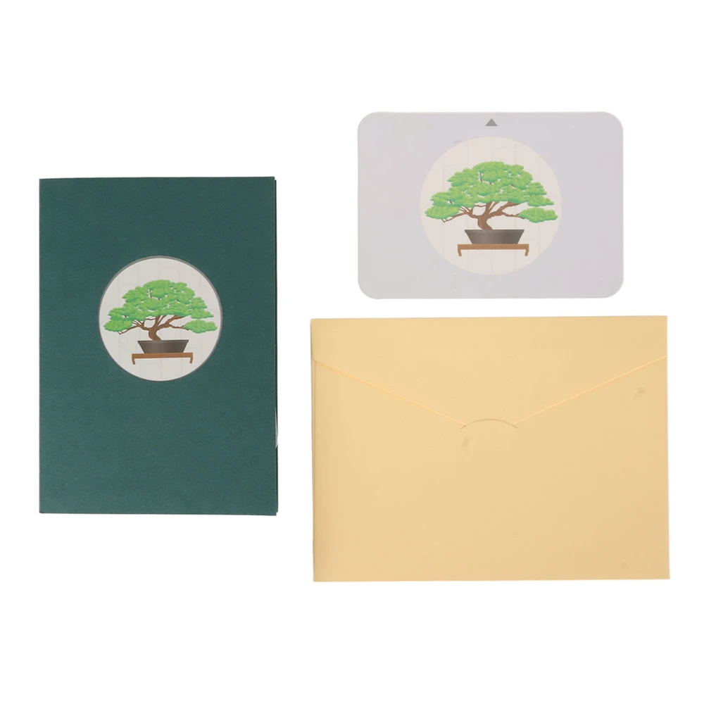 3D Pine Trees Greeting Card Handcraft Paper Carving Holiday Greeting Cards with Envelope for Write Blessing