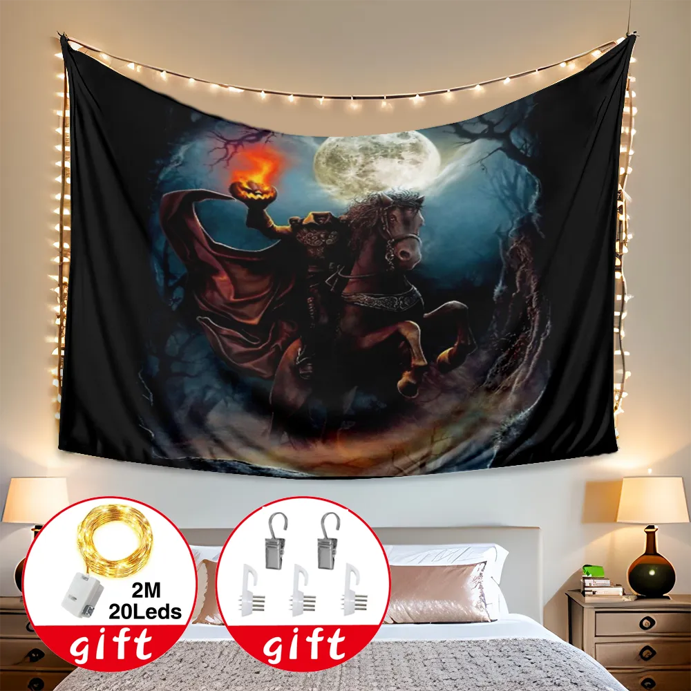 Halloween Decorative Tapestry, Dancing Skull Tapestry, for Living Room Dorm Party Wall Decor,#018