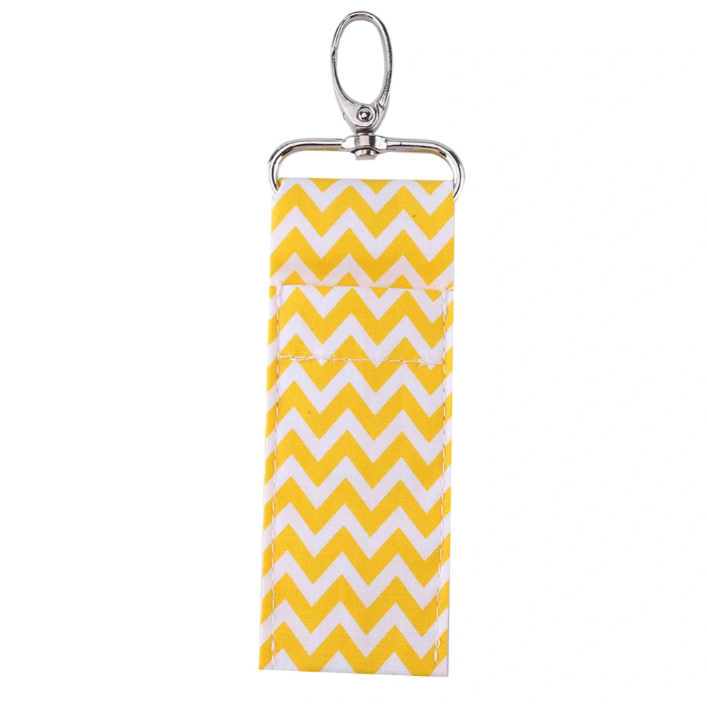 Wave Pattern Lipstick Holder Keychain Chapstick Pouch Bag Mothers Girls Gift(yellow)