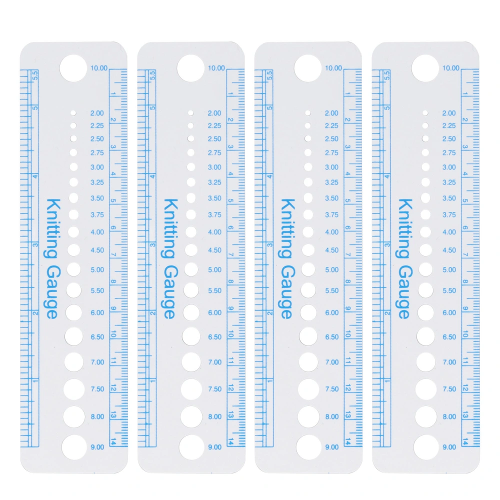 4pcs Plastic Knitting Needle Gauge Sweater Knitting Gauge Measuring Tool Clear Scale Flexible Knitting Gauge Tool