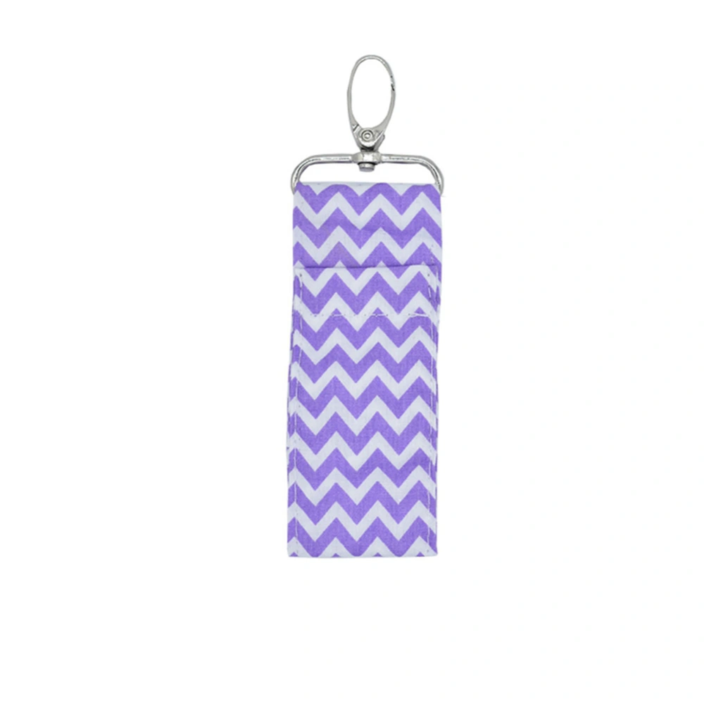 Wave Pattern Lipstick Holder Keychain Chapstick Pouch Bag Women Girls Gift(light purple)