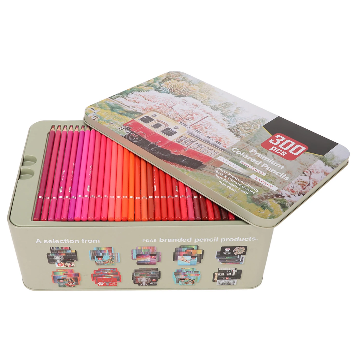 Colored Pencils Set 300 Colors Round Penholder Oily Colored Pencil with Storage Box for Art Painting Sketch Adult Coloring