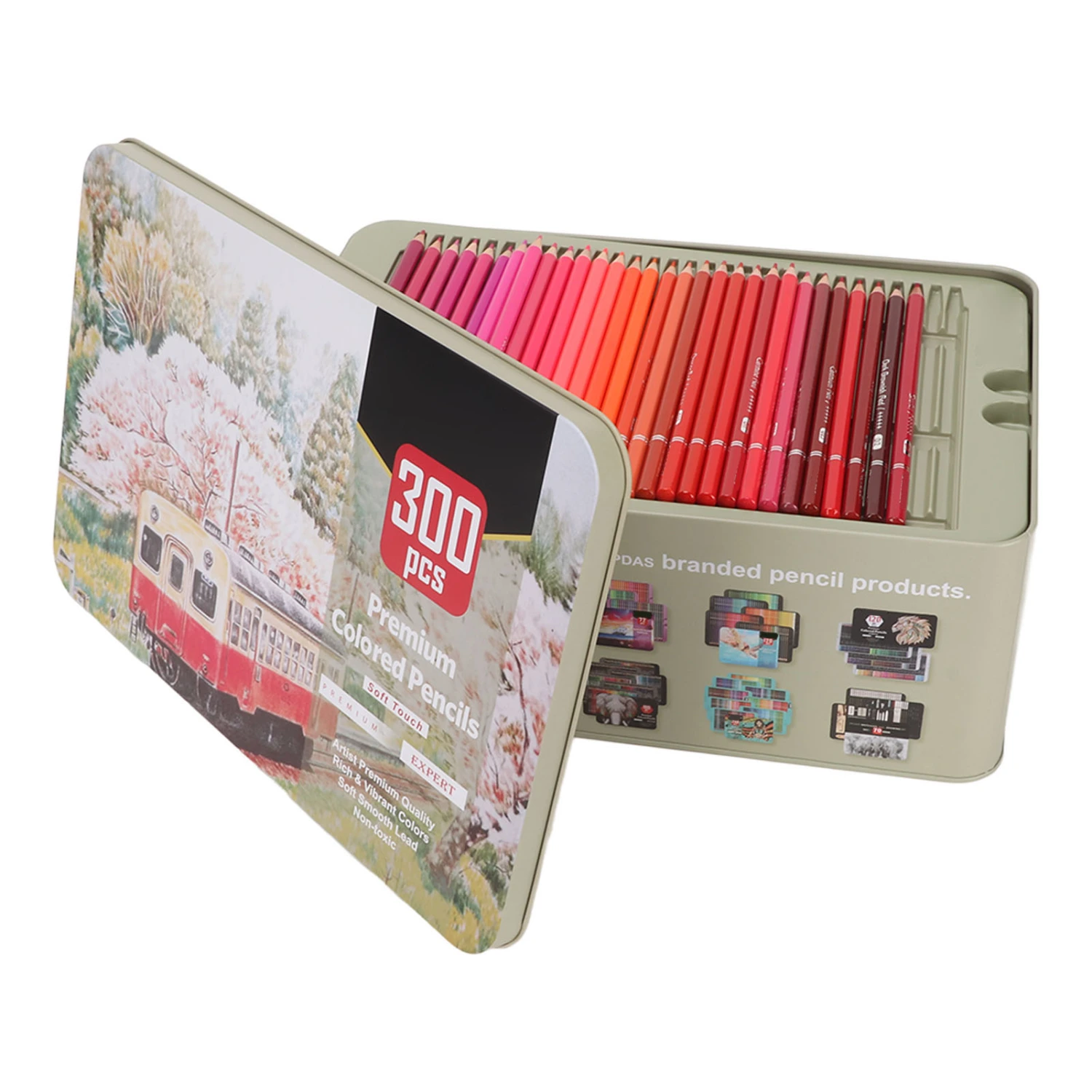 Colored Pencils Set 300 Colors Round Penholder Oily Colored Pencil with Storage Box for Art Painting Sketch Adult Coloring