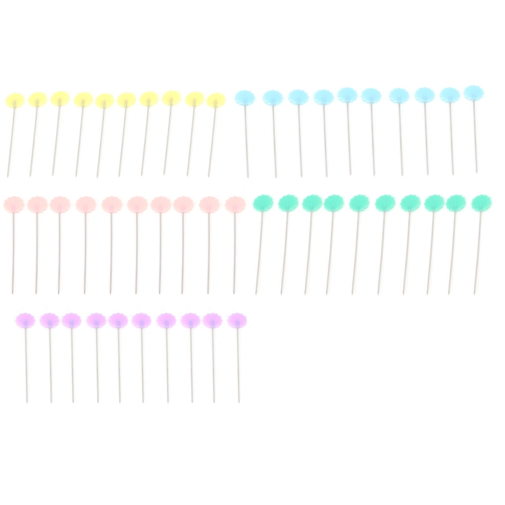 Sewing Pins Colourful Reusable Strong Edgy AntiRust Fixed Needle for Household Fixed(50 PlumShaped Positioning Pins )