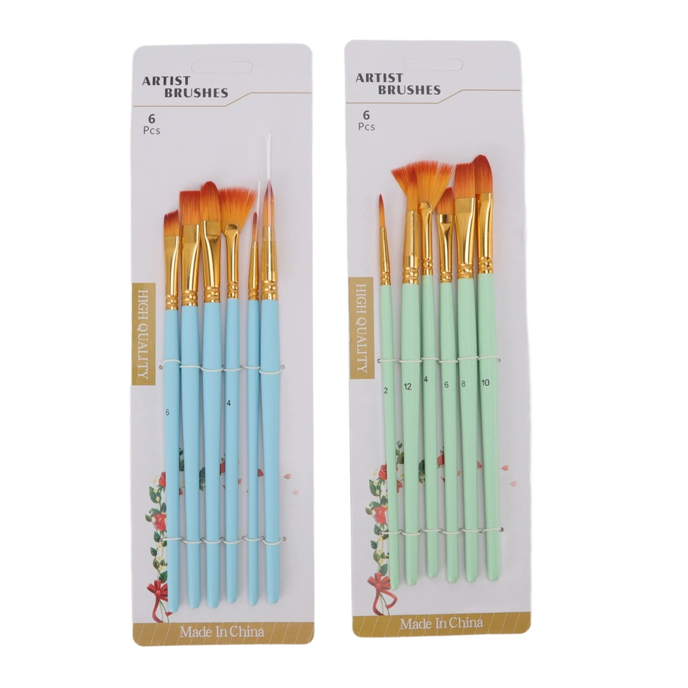 12Pcs Acrylic Paint Brushes Wooden Handle Nylon Hair Wide Application Oil Paint Brushes for Watercolor Oil Acrylic