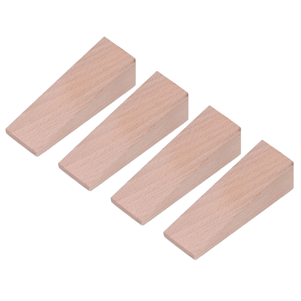 4 PCS Wooden Door Stopper Triangle Anti Slip Moving Door Stopper Nail Free Installation Wood Color