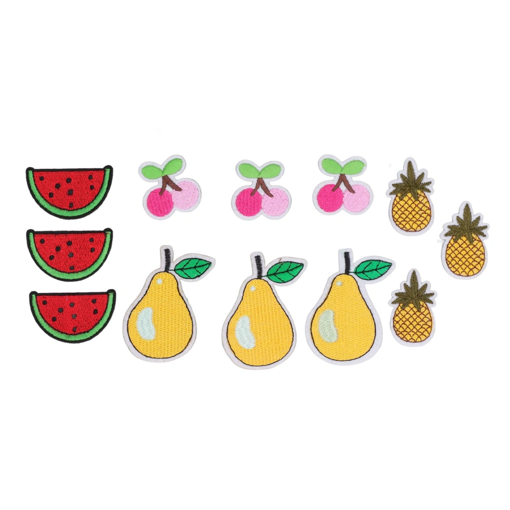 12Pcs Fruit Patches Cherry Ananas Pear Watermelon Cute Pattern Vivid Colors Iron On Patches for Bag Clothes Socks