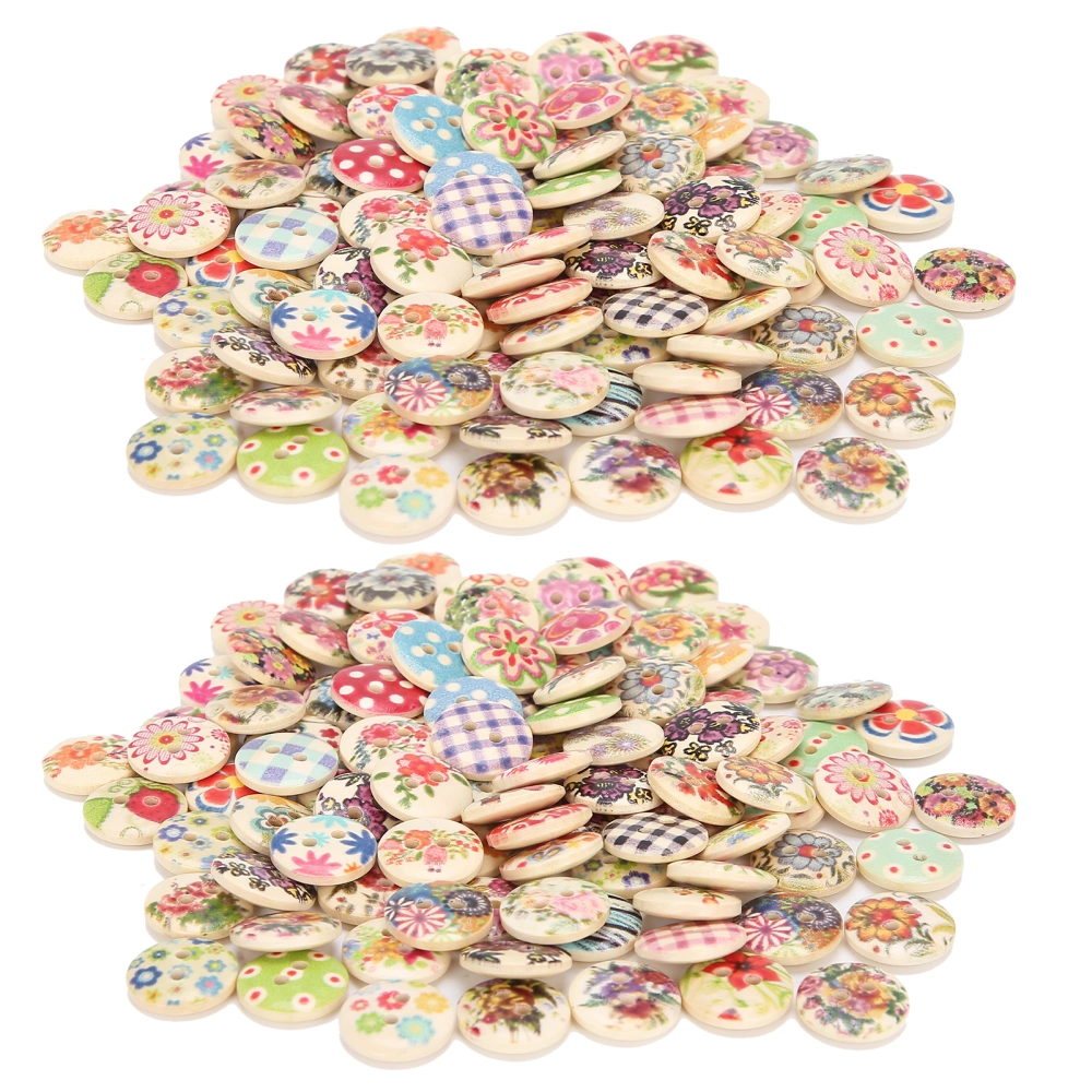 200Pcs Wooden Sewing Buttons 15mm with Assorted Colors for Crafts Making Clothing Sewing