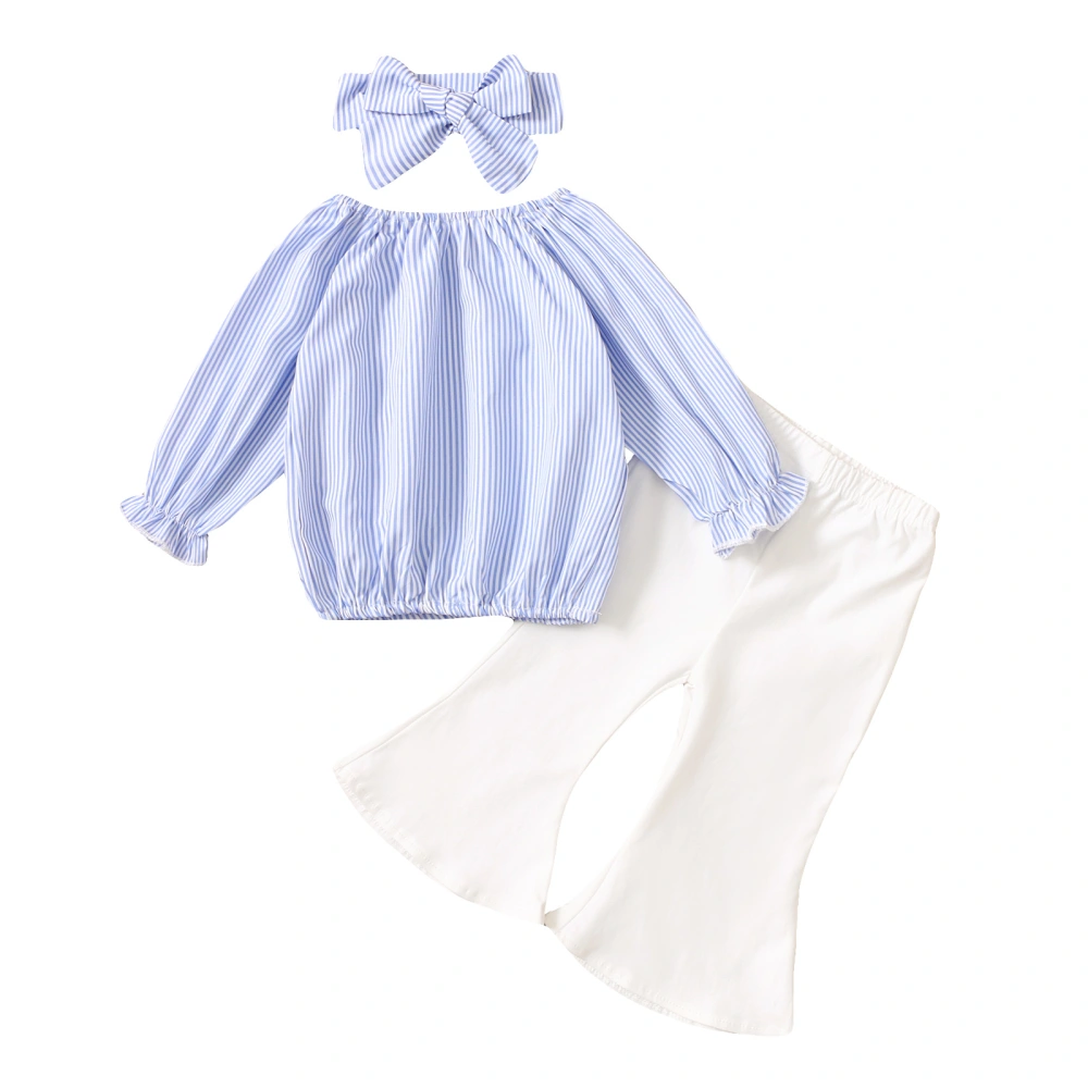 Baby Long Sleeve T-shirt + Flared Pants + Headband, Vertical Stripe