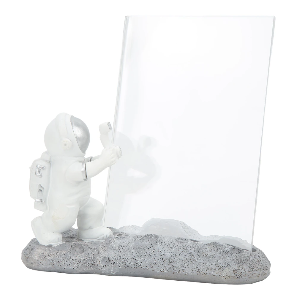 Astronaut Statue Ornament with Photo Frame Desktop Resin Decorative Ornament for Children Room