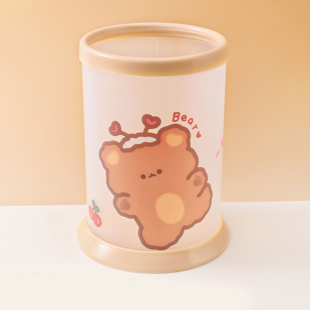 Folding Pen Holder Cute Cartoon Round Folding Pen Holder Student Office Desk Stationery Storage Box Baby Bear