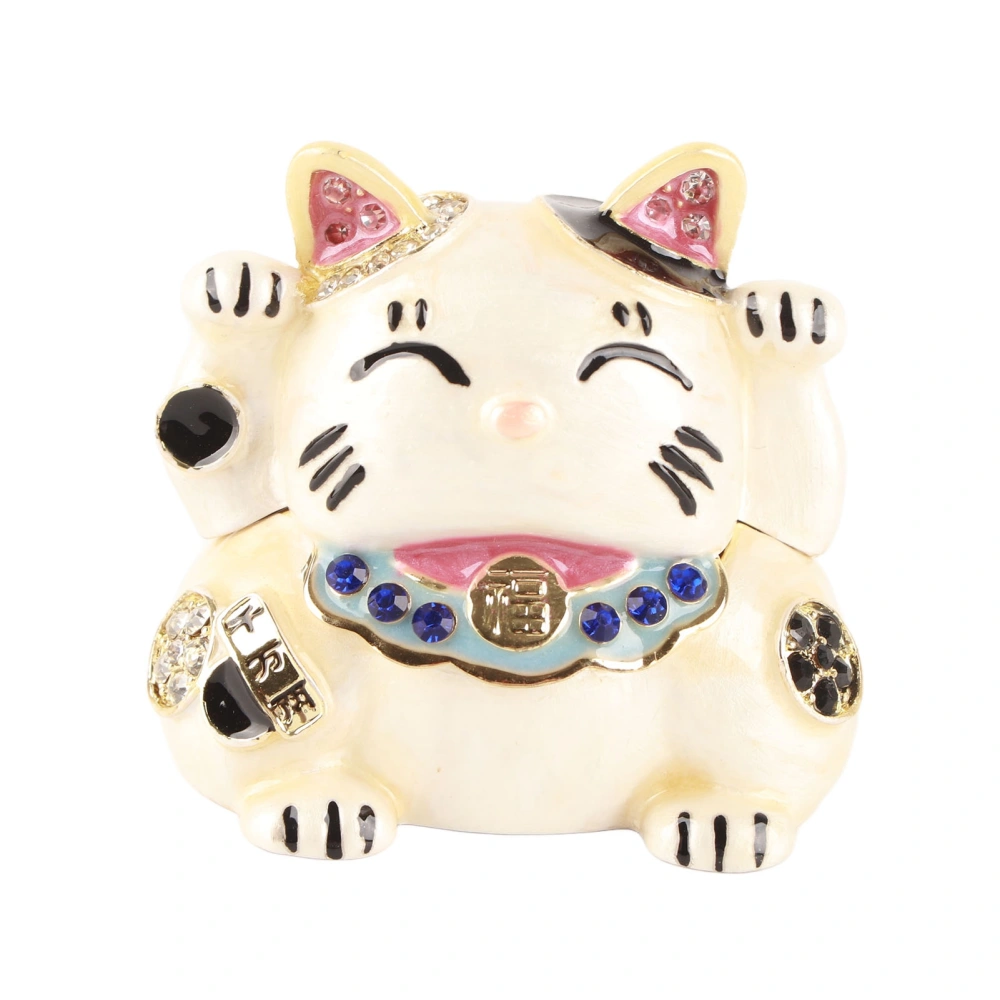 Cat Trinket Box Cute Animal Zinc Alloy Eye Catching Multi Purpose Metal Jewelry Box for Family Office Tabletop