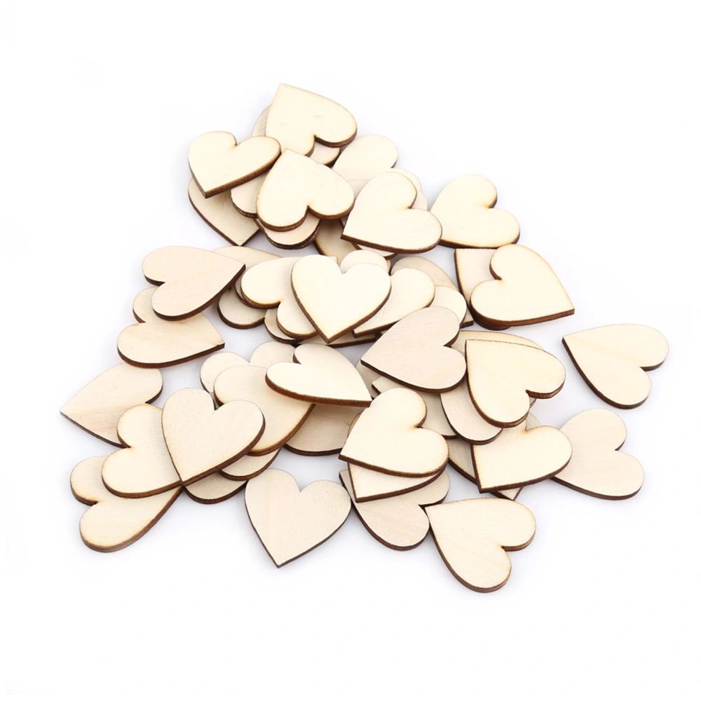 Love Heart Shape Wood Embellishment for Weddings Plaques Ornament(30mm 50pcs)