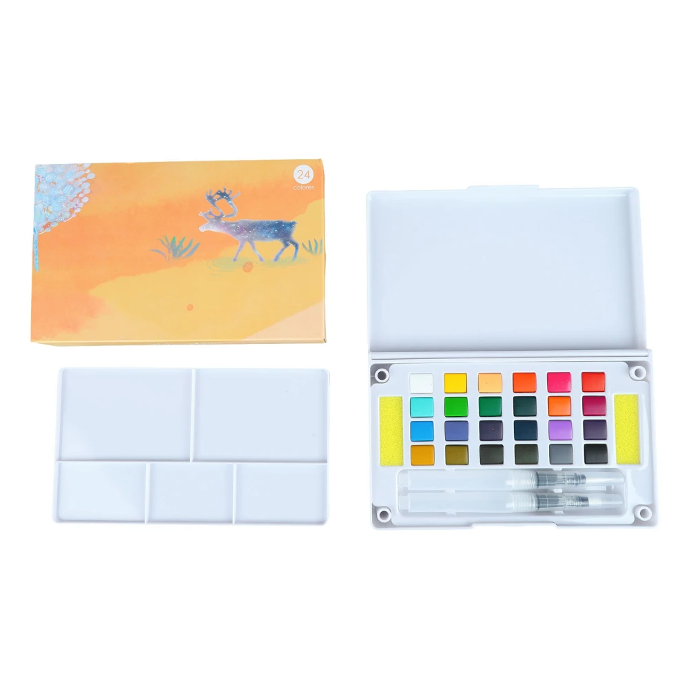 24 Colors Watercolor Paint Set with Palette for Adults Children Safe Easy Color Mixing Solid Watercolor Paint for Drawing