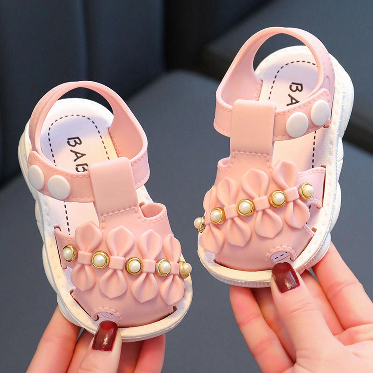 Baby Toddler Girls Sandal, Non-slip Bowknot Pearls Summer Flat Shoes