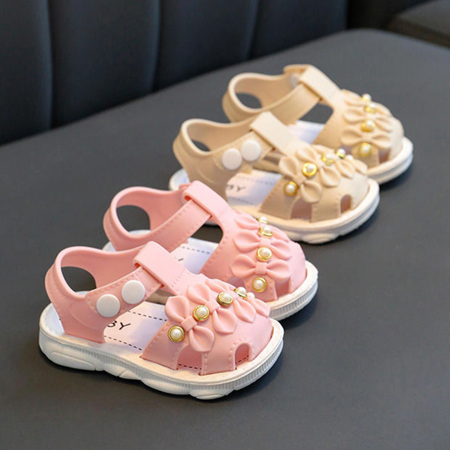 Baby Toddler Girls Sandal, Non-slip Bowknot Pearls Summer Flat Shoes