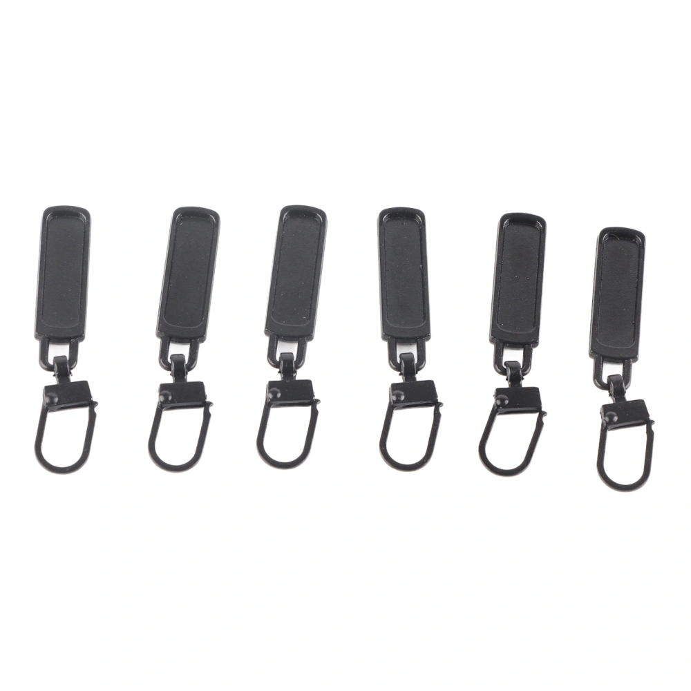 6Pcs Zipper Pull Tab Rustproof Detachable Colred Zipper Pull Replacement for Clothing Luggage Shoes Toys Handbags Wallets Black