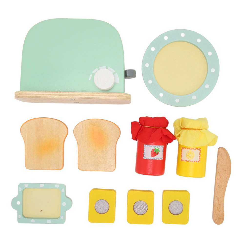 Toaster Toy Set Safe Durable Solidwood Round Edges Hand Eye Coordination Kids Toaster for Education Pretend Game