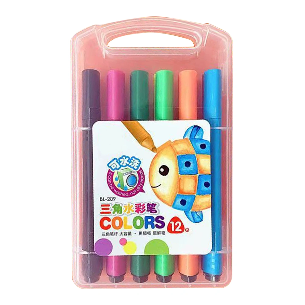 Drawing Pens 12 Bright Colors Portable Wide Application Stimulate Creativity Water Color Pen for Coloring Craft DIY