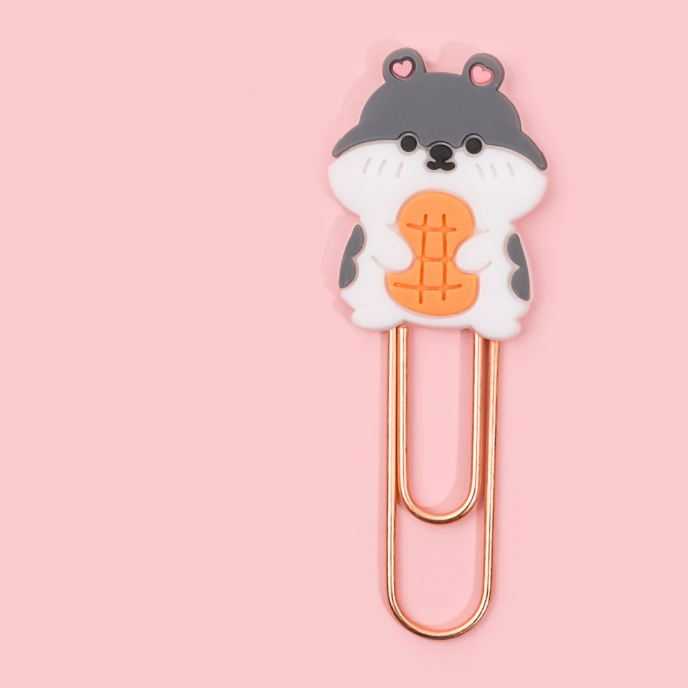 Bookmark Clips Cute Cartoon Pattern Metal Soft Rubber Light Portable Office Clips for Classification Hamster