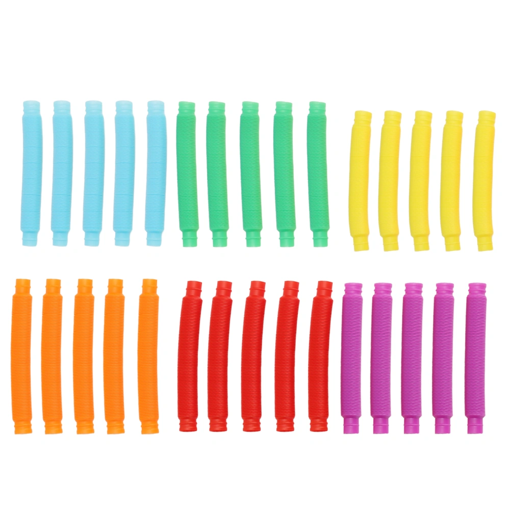 30 Pcs Pop Tubes Yellow Orange Blue Purple Green 17mm Stretchable Bendable Pull Tube Toy